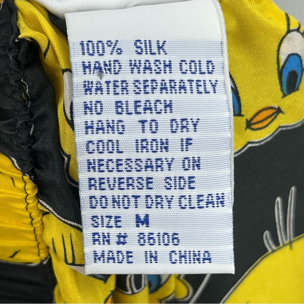 NWT 90s Vintage Tweety Looney Tunes 100% Silk 0919 Men's Boxer Shorts Toons - Picture 9 of 11